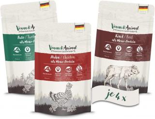 Venandi Animal Premium mokré krmivo pro kočky, zkušební balení, kuřecí, krůtí, hovězí, 6 x 125 g - 0.75 kg 3301M1