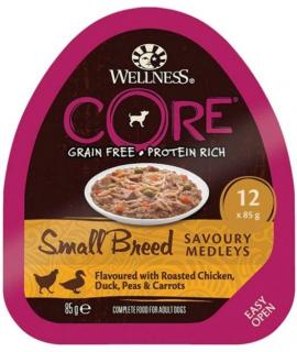 Wellness CORE Small Breed Savoury Medleys, mokré  krmivo pro malé psy, jehněčí a zvěřina, 12 x 85 g - Kuře a kachna 10456