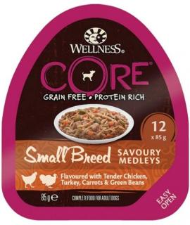 Wellness CORE Small Breed Savoury Medleys, mokré  krmivo pro malé psy, jehněčí a zvěřina, 12 x 85 g - Kuře a Krůta 10456