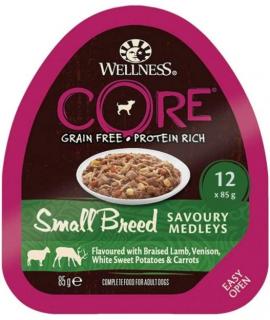 Wellness CORE Small Breed Savoury Medleys, mokré krmivo pro malé psy, kuře a kachna, 12 x 85 g - Jehněčí A Zvěřina 10453