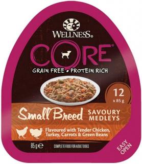 Wellness CORE Small Breed Savoury Medleys, mokré krmivo pro malé psy, kuře a krůta, 12 x 85 g - Kuře a Krůta 10454