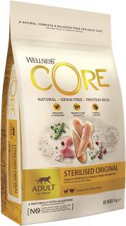 Wellness CORE Sterilised Original, granule pro  kočky, krůtí a kuřecí maso, 4 kg - 1.75kg 10832