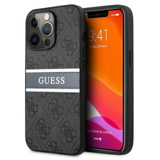 Guess PU 4G Printed Stripe Zadní Kryt pro iPhone 13 Pro Max Grey (GUHCP13X4GDGR)