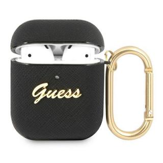 Guess Saffiano PC/PU Metal Logo Pouzdro pro Apple AirPods 1/2 GUA2SASMK