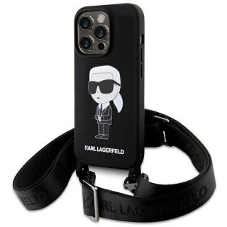 Karl Lagerfeld KLHCP14LCSAKHPKK iPhone 14 Pro 6,1  pevný kryt černo/černý Crossbody Saffiano Monogram Ikonik