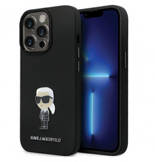 Karl Lagerfeld Silikonové pouzdro Ikonik Metal Pin pro iPhone 13 Pro / iPhone 13 - černé