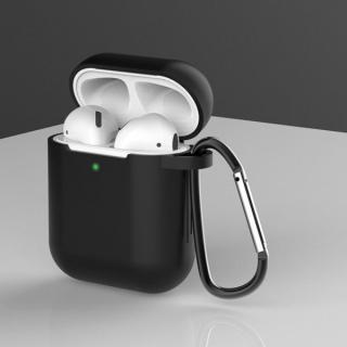 OEM Soft Silicone Case pouzdro s karabinou pro Apple AirPods 1/2 černé