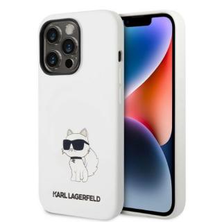 Pouzdro Karl Lagerfeld iPhone 14 Pro Silicone Choupette MagSafe bílé