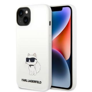 Pouzdro Karl Lagerfeld iPhone 14 Silicone Choupette MagSafe bílé