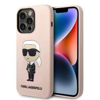 Pouzdro Karl Lagerfeld Liquid Silicone Ikonik NFT iPhone 14 Pro růžové