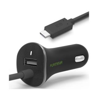 PureGear 3.4A USB autonabíječka s integrovaným Lightning kabelem - bílá Černá