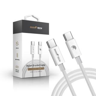 RhinoTech kabel RTACC384 s nylonovým opletem USB-C na USB-C 60W, 1m, bílý