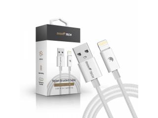 RhinoTech kabel s nylonovým opletem USB-A na Lightning 2,4A 1M (RTACC383) bílá