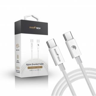 RhinoTech kabel s nylonovým opletem USB-C na USB-C 60W 2m bílá