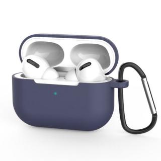 Silikonové měkké pouzdro na AirPods Pro s karabinkou na klíče, modré (pouzdro D)