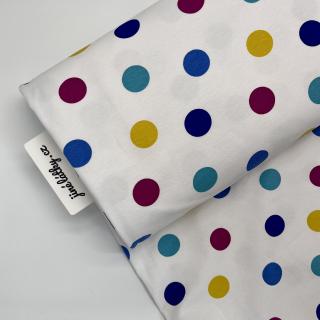 Teplákovina French Terry látka s motivem  Happy Dots Colors  barevný puntík velký