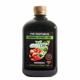 GreenOK extrakt sapropelu pro zeleninu (brambory, mrkev, řepa, salát, zelí, cibule, česnek, ředkvičky atd.) s NPK, 500ml