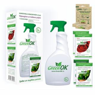 GreenOK | Kapalné organominerální hnojivo. Koncentrát huminových látek + NPK | Sada 7 ks.: 2xGreenCytokinin rost. biostim.,1ml;2xPro Růže,5ml;2xPro pok. a balk. rost., 5ml + rozpr. 1l