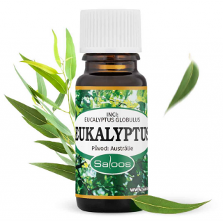 Esenciální olej EUKALYPTUS - Australie 10 ml SALOOS (100% přírodní esenciální olej se silně antiseptickými účinky, dezinfikuje a je velmi účinný při dýchacích potížích )