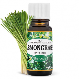 Esenciální olej LEMONGRASS 10 ml SALOOS (100% přírodní esenciální olej osvěžující vůně povzbuzuje, napomáhá koncentraci, dezinfikuje a eliminuje pach cigaret )