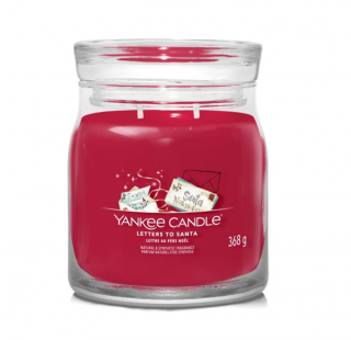 Vánoční Vonná svíčka LETTERS TO SANTA Yankee Candle Signature střední - 368 g (Vánoční přání - Dřevitá vůně papíru s tóny ambry a pižma přivolají tyto vzpomínky zpět.)