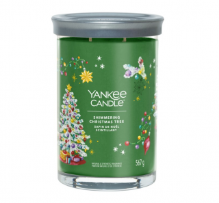 Vánoční Vonná svíčka SHIMMERING CHRISTMAS TREE Yankee Candle Signature Tumbler Velký (Rozzářený vánoční stromeček - Každý miluje rozzářený vánoční stromek a vůni svěží zeleně, hřejivého koření a balzámové jedle)