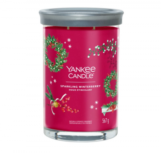 Vánoční Vonná svíčka SPARKLING WINTERBERRY Yankee Candle Signature Tumbler Velký (Jiskrné zimní bobule - Obklopte se vůní lahodného granátového jablka, balzámové jedle a sněhem pokrytého cedru.)