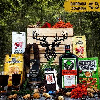 Bedna s páčidlem Jagermeister | Dárkové balení s Jagermeisterem | Dárek pro myslivce