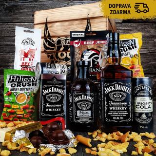 Dárková bedna Jack Daniels a další dobroty | Vtipný dárekový balíček pro chlapa