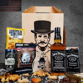 Dárkové balení Jack Daniels n7 | Dárkový koš s whisky pro chlapa v dárkové krabici