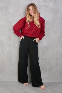 Crop oversized mikina s kapucí Barva: Bordo, Velikost: M/L