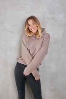 Crop oversized mikina s kapucí Barva: Mocca, Velikost: M/L