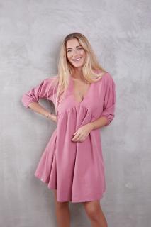 Krátké oversized šaty s hlubokým výstřihem Barva: Blush, Velikost: Onesize