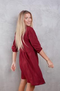 Krátké oversized šaty s hlubokým výstřihem Barva: Bordo, Velikost: Onesize