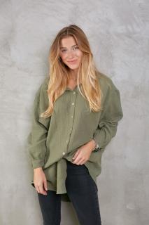 Oversized mušelín košile Barva: Khaki, Velikost: Onesize