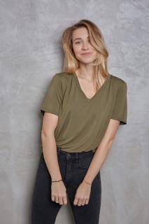 Tričko s výstřihem Bamboo Barva: Khaki, Velikost: M/L