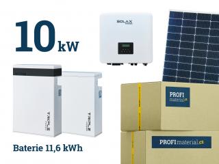 KOMPLETNÍ STAVEBNICE FVE 10 kW, měnič 10 kW s baterií 11,6 kWh, 22 ks panelů, pomocné montážní práce