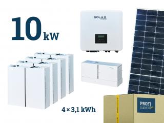 KOMPLETNÍ STAVEBNICE FVE 10 kW, měnič 10 kW s baterií 12,4 kWh, 22ks panelů, pomocné montážní práce