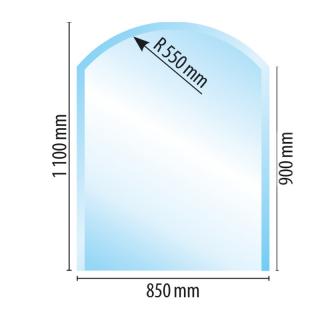 Sklo pod kamna, 1100 x 850 x 6 mm - zaoblené