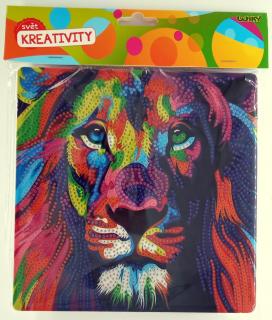 Kreativní set diamantový obrázek Lev 20x20cm + stojánek