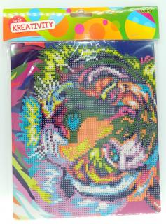 Kreativní set diamantový obrázek Tygr 21x25cm + stojánek