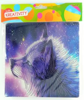 Kreativní set diamantový obrázek Vlk 20x20cm + stojánek