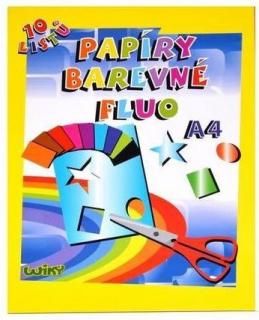 Papíry barevné fluo A4, 10 listů