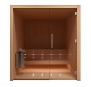 Finská sauna Auroom LIBERA 120x180 s prosklenou stěnou, thermowood osika