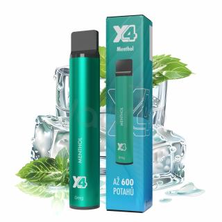 X4 Bar Zero Mentol (Menthol) jednorázová e-cigareta BEZ NIKOTINU