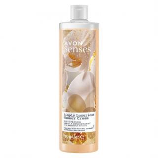 Avon Senses Simply Luxurious Krémový sprchový gel s vůní broskve a vanilkové orchideje 500 ml