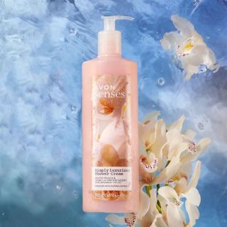 Avon Senses Simply Luxurious Krémový sprchový gel s vůní broskve a vanilkové orchideje XXL 720ml