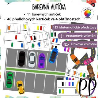 Barevná autíčka – prostorová orientace, barvy, tvary