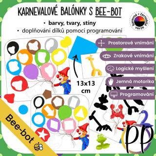 Karnevalové balónky s Bee-bot – barvy, tvary, stíny (programování)