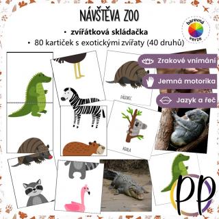 Návštěva ZOO – skládačka, kartičky